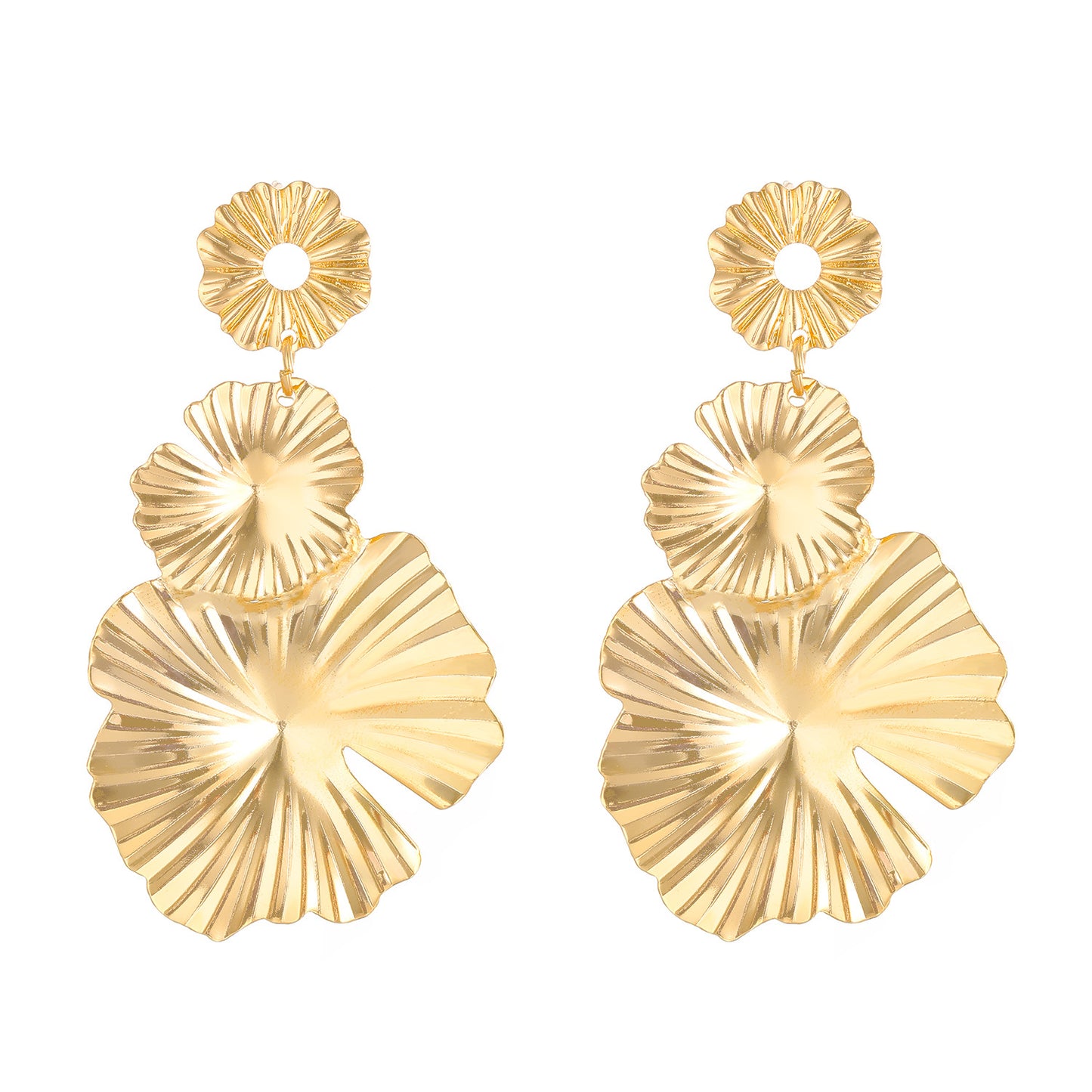 "Elegant Leaf and Flower Design Alloy Drop Earrings - Retro Fashion Statement Jewelry"