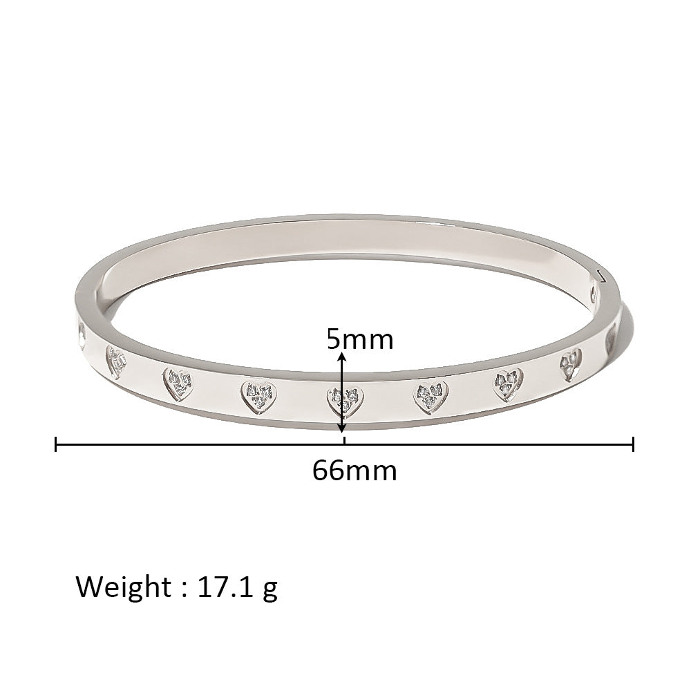 18K Gold Plated Zircon Geometric Star Flower Stainless Steel Bangle Bracelet for Women