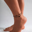 Casual Irregular Turquoise Copper Anklet with Star Tassel and Faux Pearl Layered Design