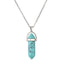 Ethnic Geometric Stainless Steel Natural Stone Crystal Pendant Necklace