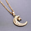 Simple Moon and Star 18K Gold Plated Stainless Steel Pendant Necklace