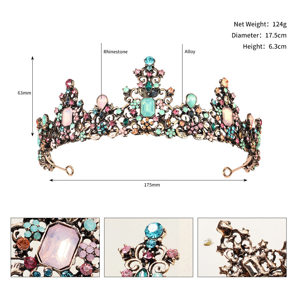 Women's Vintage Rhinestone Gemstone Alloy Tiara Crown