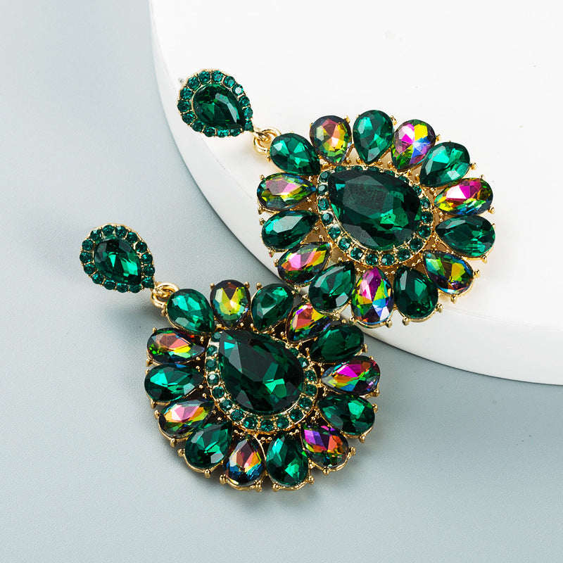 Fashion Diamond Drop-shaped Colored Glass Diamond Earrings Ear Jewelry