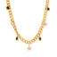 Hip-Hop Pentagram Water Droplets Eye Titanium Steel Gold Plated Zircon Pendant Necklace 1 Piece