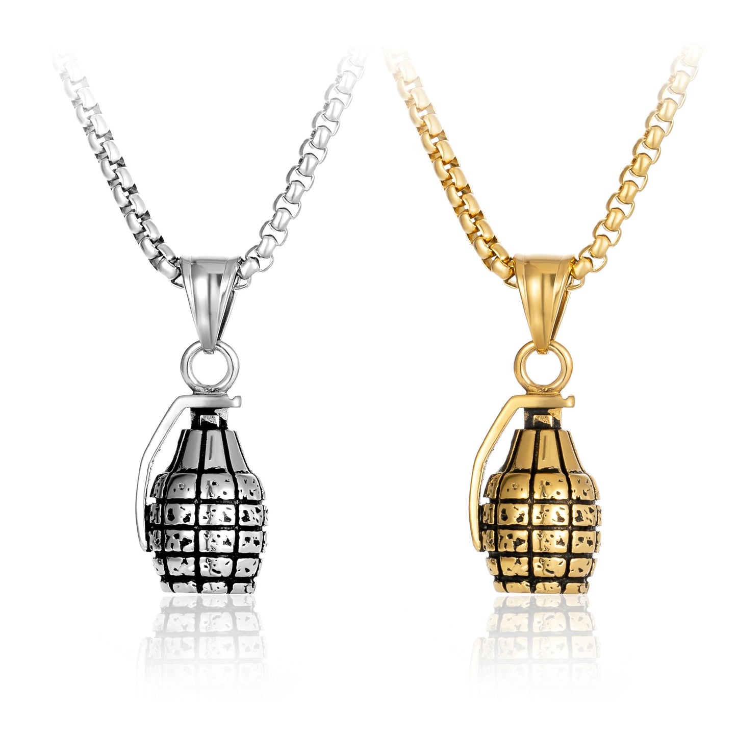 Hip-Hop Grenade Stainless Steel Pendant Necklace for Men