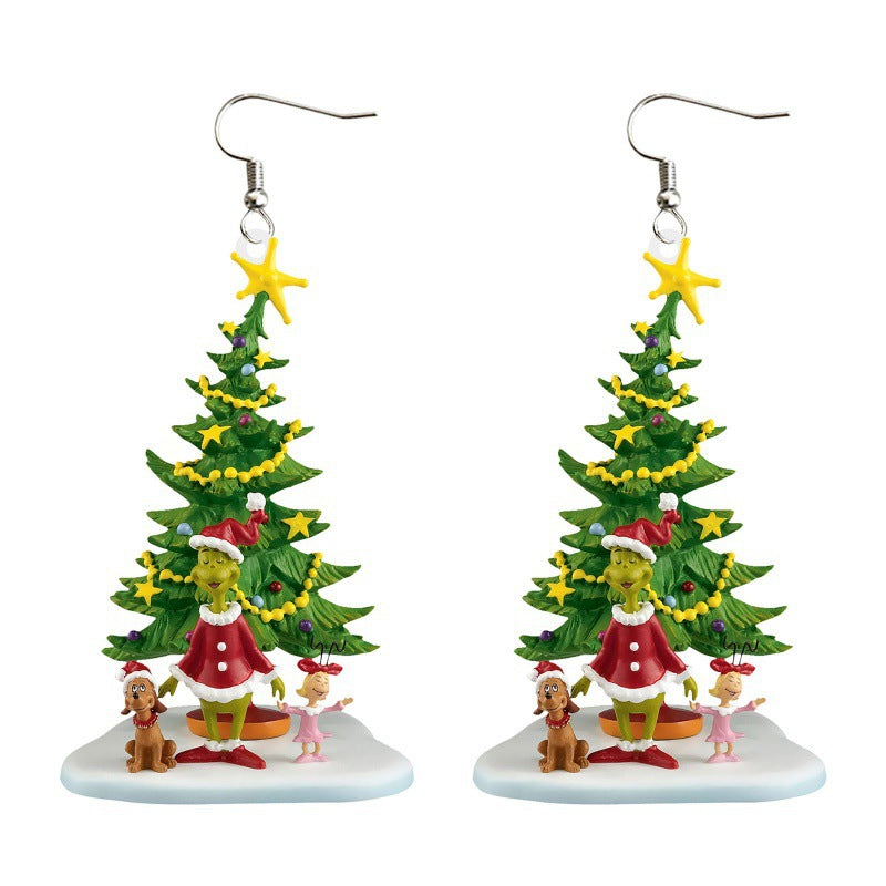 Cartoon Character Grinch Christmas Acrylic Drop Earrings