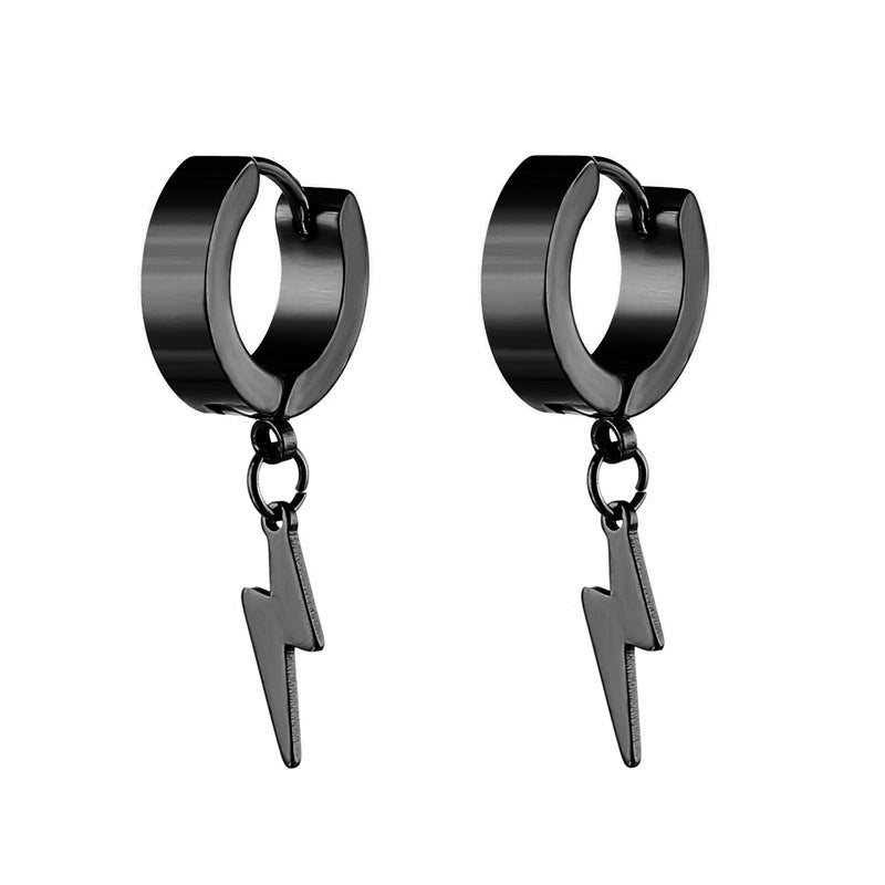 Cool Lightning Stainless Steel Ear Clips - Fashion Hip Hop Style Earrings