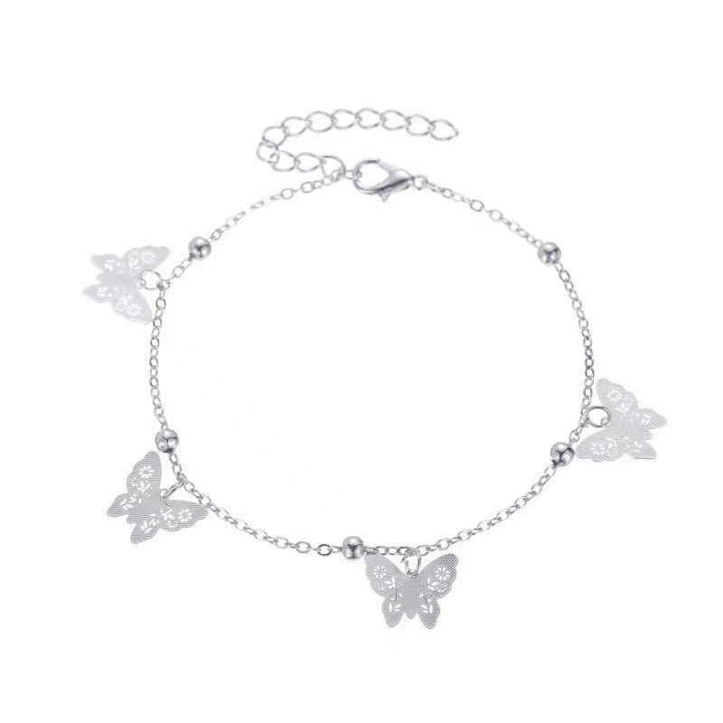 Hollow Butterfly Pendant Anklet Set - Summer Beach Style