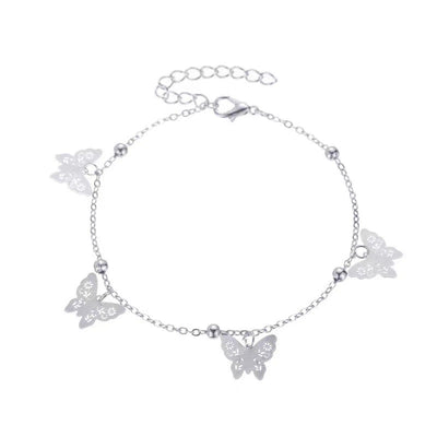 Hollow Butterfly Pendant Anklet Set - Summer Beach Style