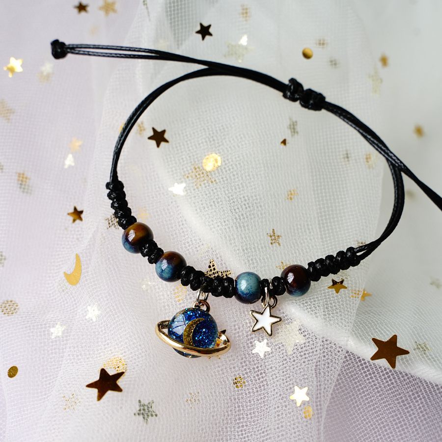 Simple Constellation Cosmic Planet Star and Moon Bracelets for Couples and Students