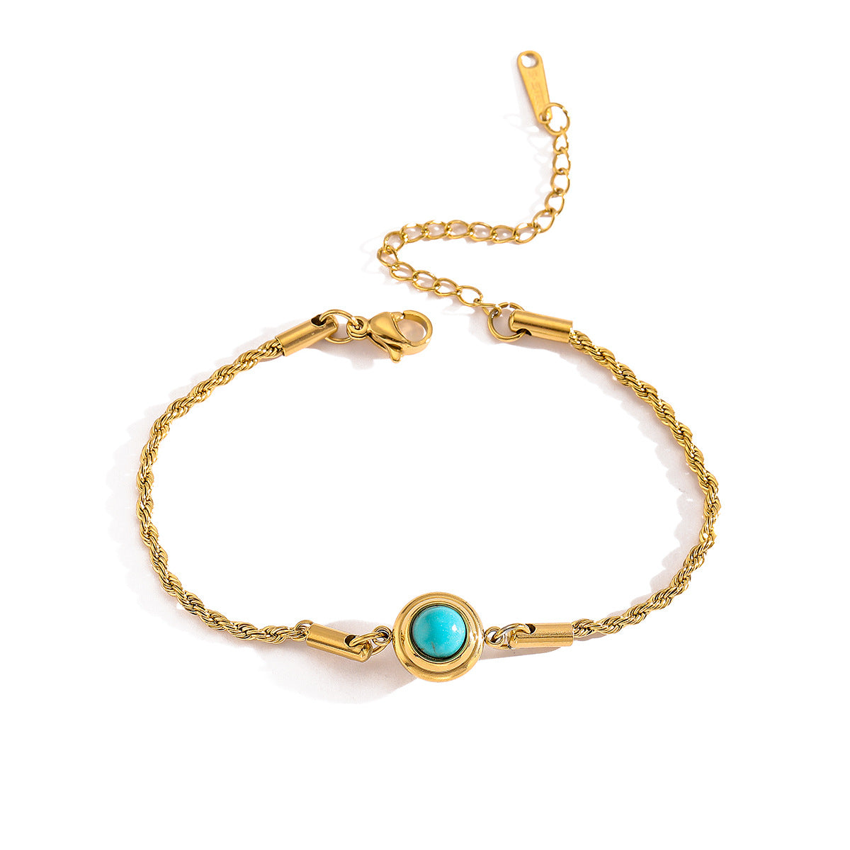 18K Gold Plated Turquoise Stainless Steel Bracelet - European and American Style