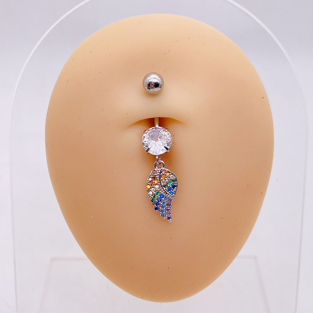 Fashion Star & Heart Zircon Flower Stainless Steel Belly Ring