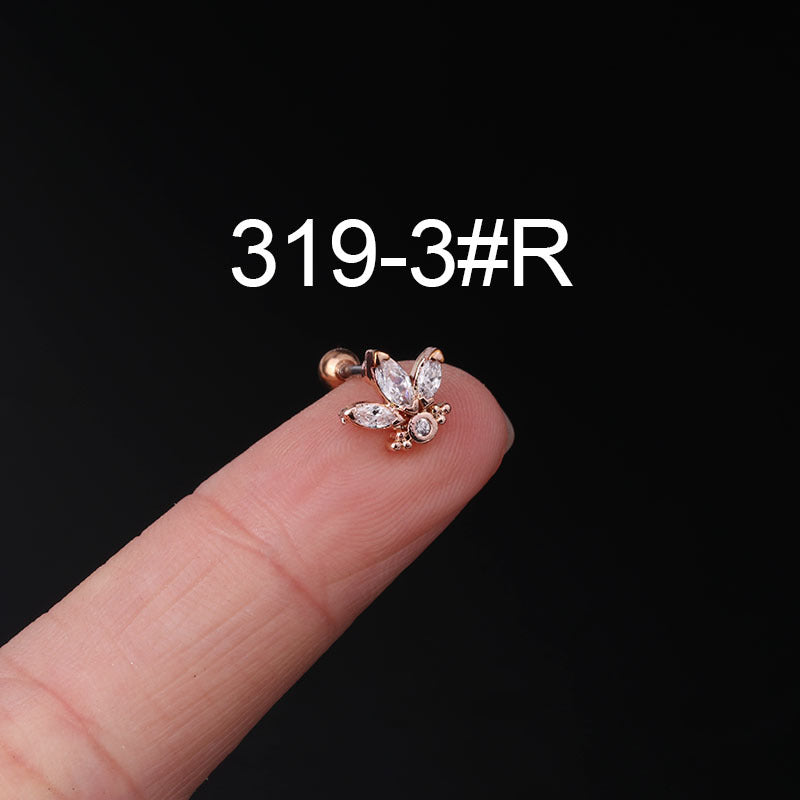 Fashion Zircon Copper and Stainless Steel Ear Studs