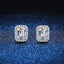 Sterling Silver Radiant Cut Moissanite Rectangle Stud Earrings