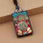 Ethnic Square Alloy Wood Pendant Necklace with Nepalese Thangka Design