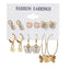 Retro Pearl Rhinestone Geometric Tassel Pendant Earrings Set