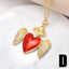 18K Gold Plated Heart Shape Zircon Wing Pendant Necklace