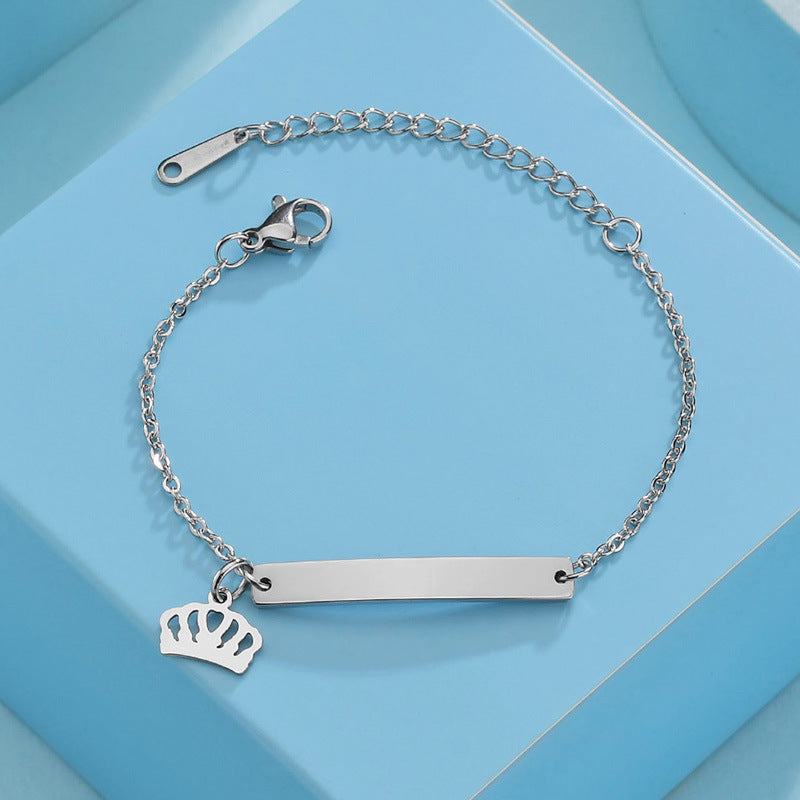 European American Creative Children's Engravable Stainless Steel Heart Bracelet