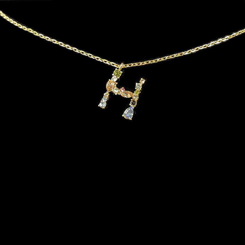 Simple Style 18k Gold Zircon Letter Pendant Necklace