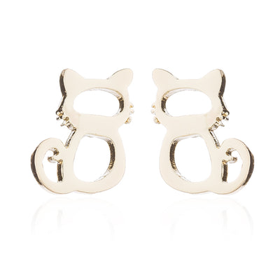 Fashion Cat Stainless Steel Plating Ear Studs 1 Pair