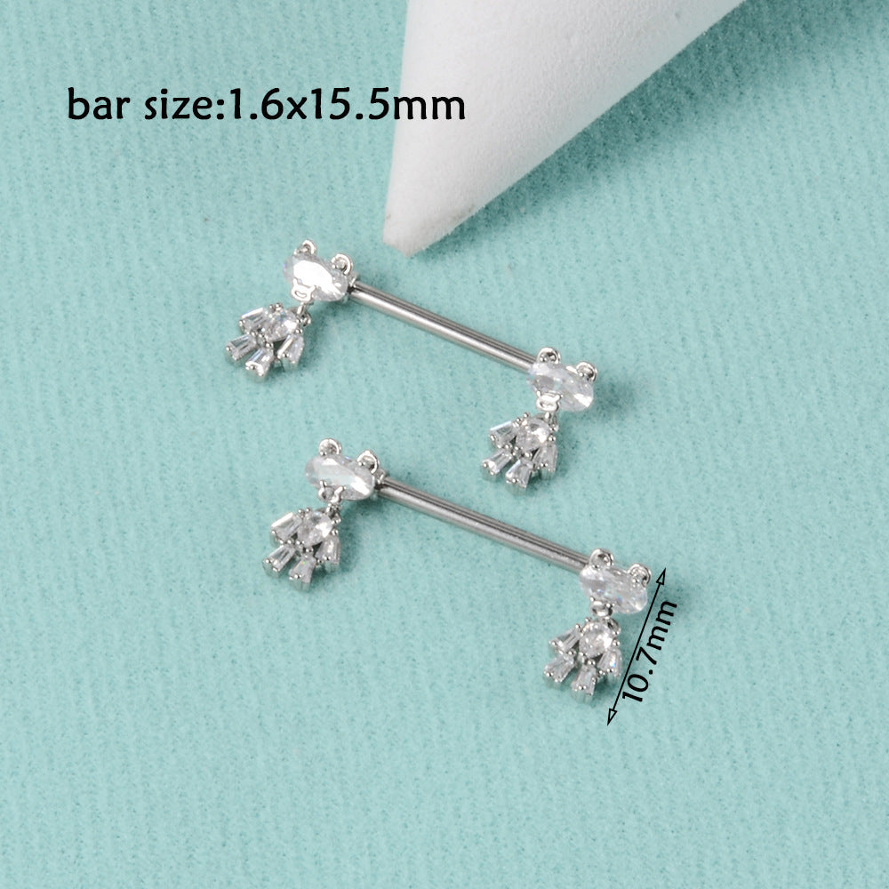 1 Pair Ear Cartilage Rings & Studs Simple Style Moon 304 Stainless Steel Synthetic Opal Rhinestone Polishing Inlay Synthetic Opal Rhinestones Opal