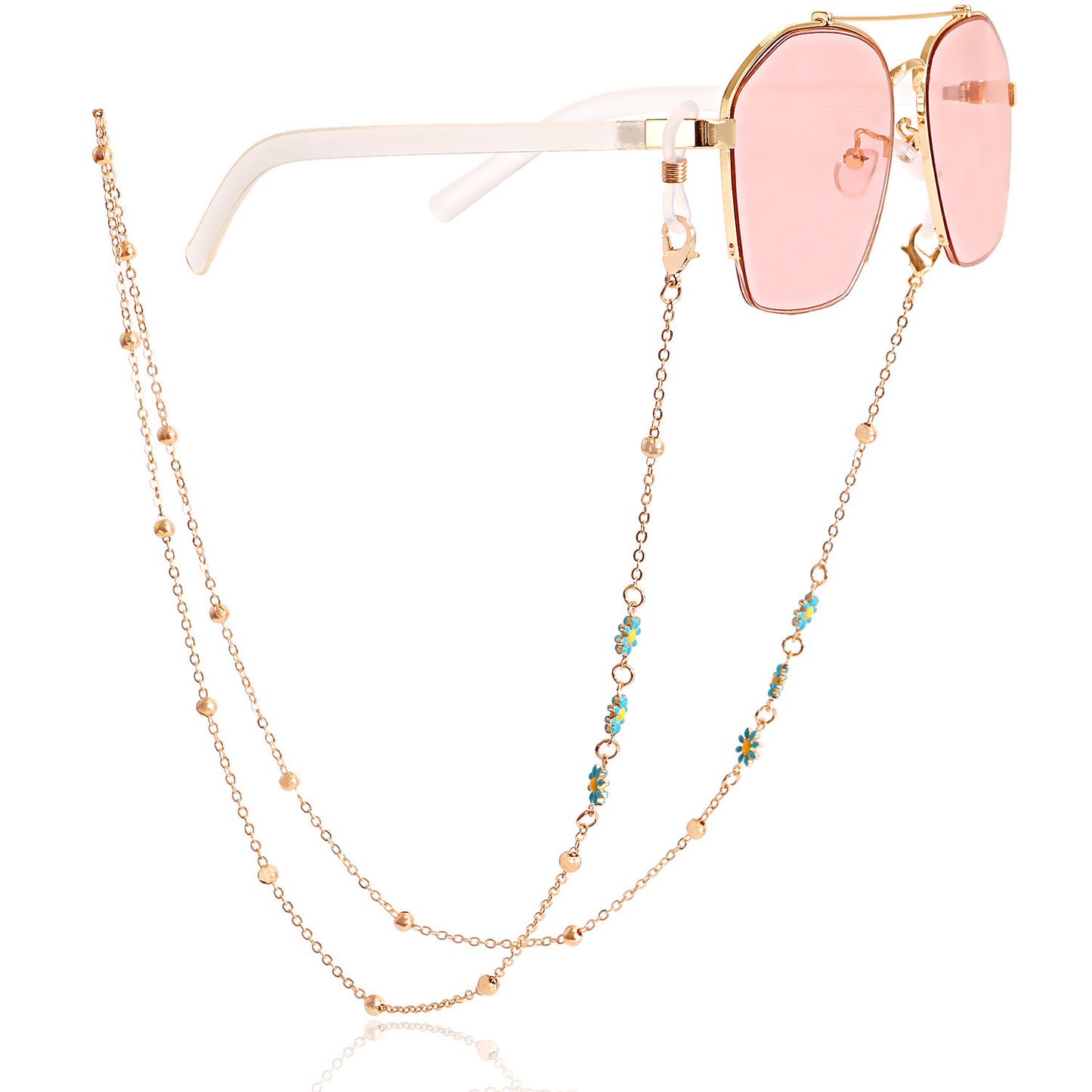 Fashion Colorful Flower Eyeglasses and Mask Chain for Women