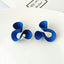 Klein Blue C Shape Alloy Stud Earrings - Niche Simple Design Korean Style for Women