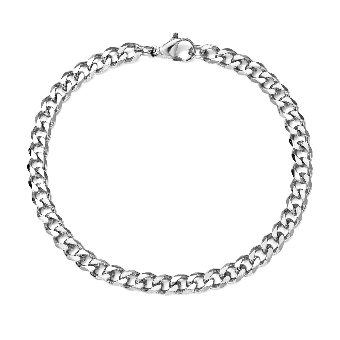 Hip-Hop Cuban Link Stainless Steel Men's Bracelet with Lobster Clasp - Multiple Widths Available