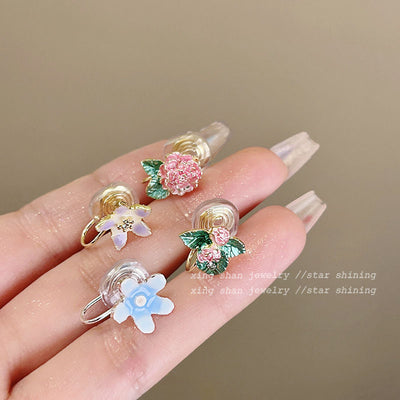 Simple Flower Plating Alloy Ear Cuff Set - Elegant No-Piercing Design