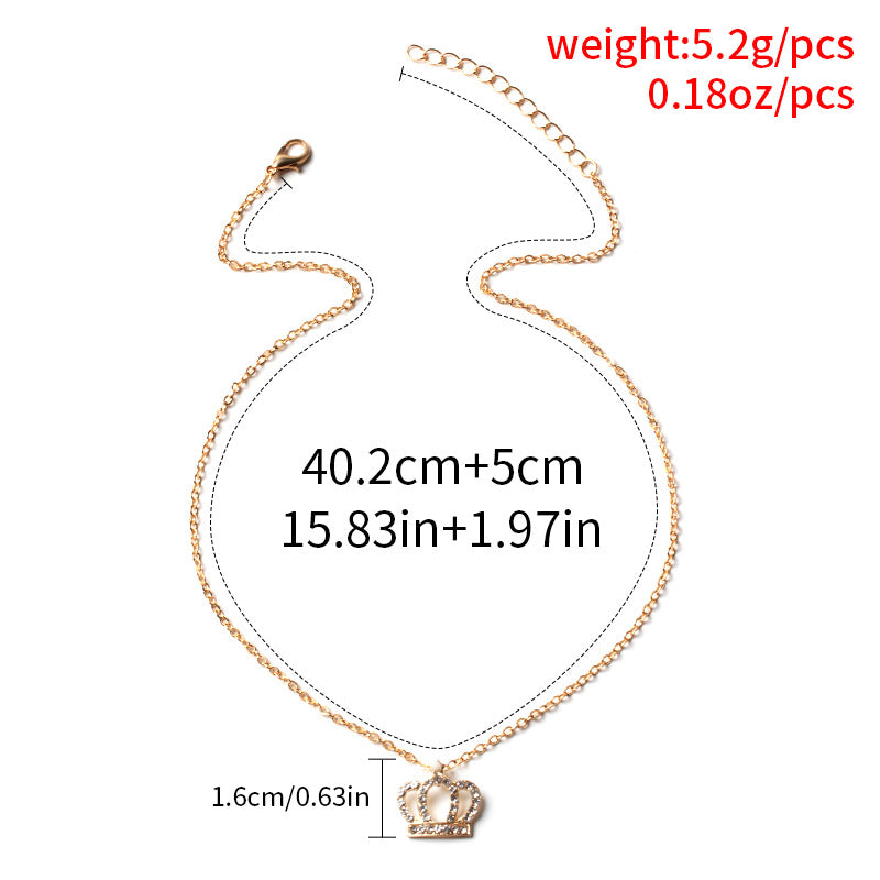 Fashion Zircon Crown Pendant Necklace for Women