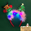 Christmas LED Light-Up Reindeer Antler Headband with Feather Trim