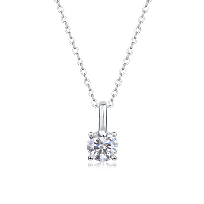 Simple Sterling Silver Moissanite Pendant Necklace