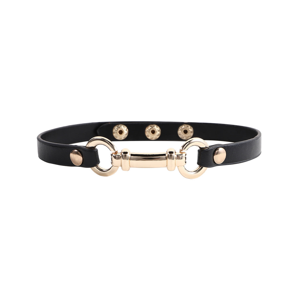 Punk Geometric PU Leather Alloy Choker Necklace for Women