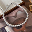 Elegant Geometric Pearl Alloy Beaded White Gold Plated Necklace