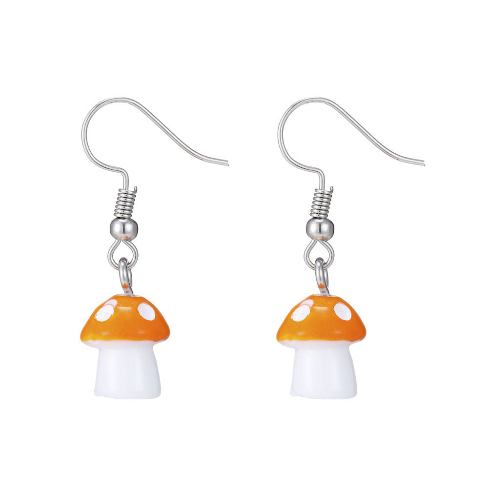 New Creative Pastoral Multicolor Spotted Mushroom Earrings