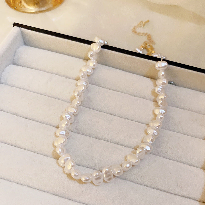 Elegant Women's Pearl Flower Choker Necklace