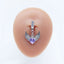 Casual Heart-Shaped Opal and Rhinestone Belly Ring Set in Stainless Steel and White Gold Plating