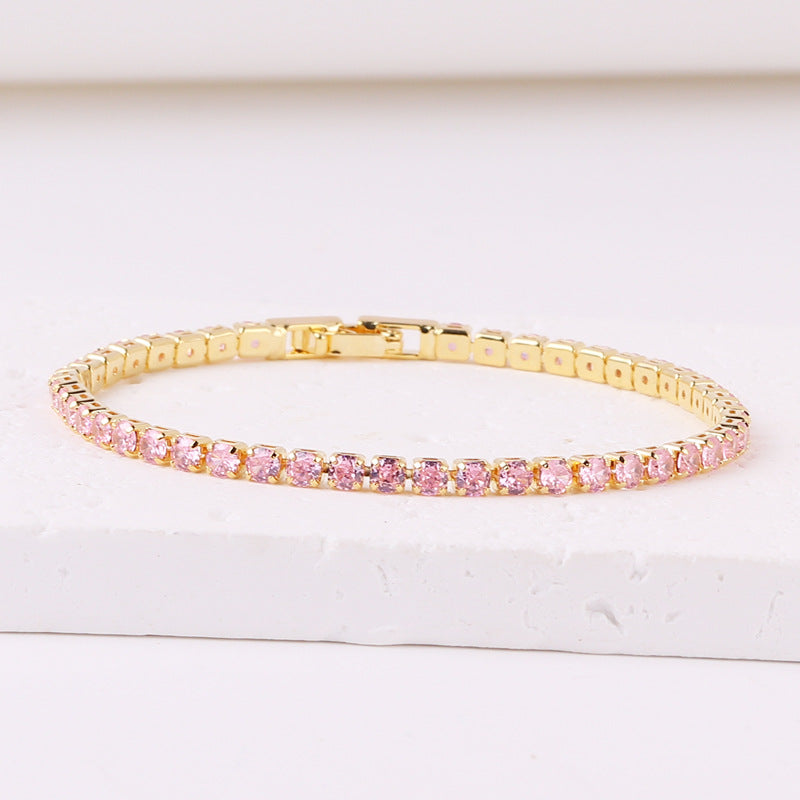 European American Fashion Zircon Multi-Color Adjustable Tennis Bracelet