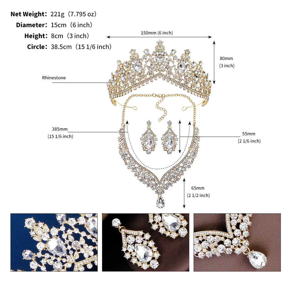 Retro Zircon Inlay Crown Set for Brides and Special Occasions