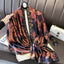 Women's Retro Printed Satin Silk Scarf Shawl Wrap