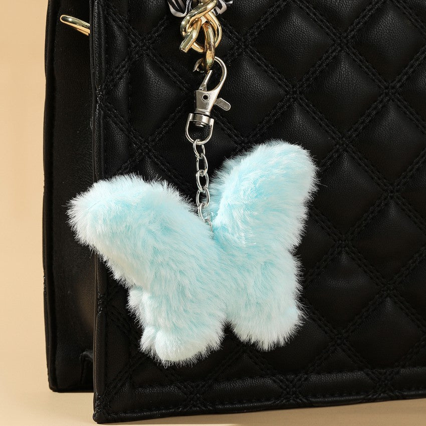 Cute Butterfly Faux Fur Keychain Pendant for Bags and Cars