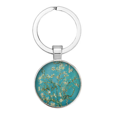 Bohemian Sunflower Starry Sky Glass Pendant Keychain