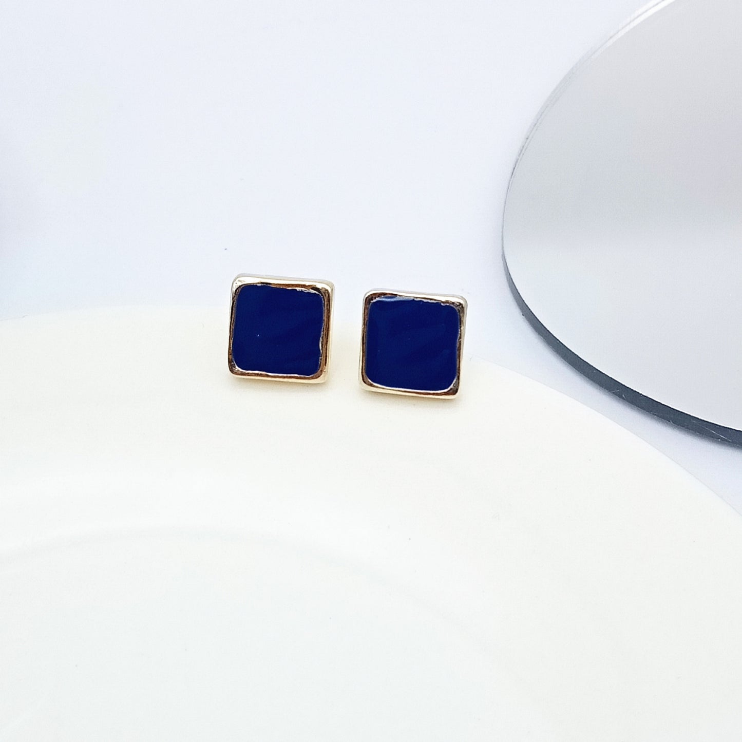 Klein Blue C Shape Alloy Stud Earrings - Niche Simple Design Korean Style for Women