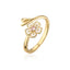 Fashion Geometric Flower Butterfly Gold Plated Zircon Open Ring