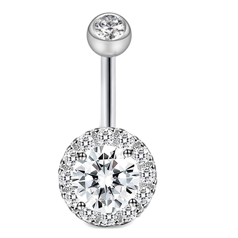 Fashion Water Droplets Stainless Steel Inlay Zircon Belly Ring 5 Pieces