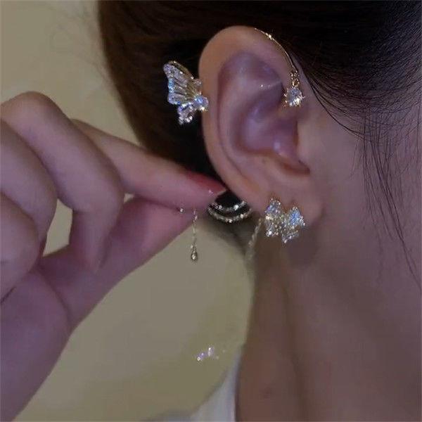 Fashion Rhinestone Butterfly Tassel Ear Cuff for Women