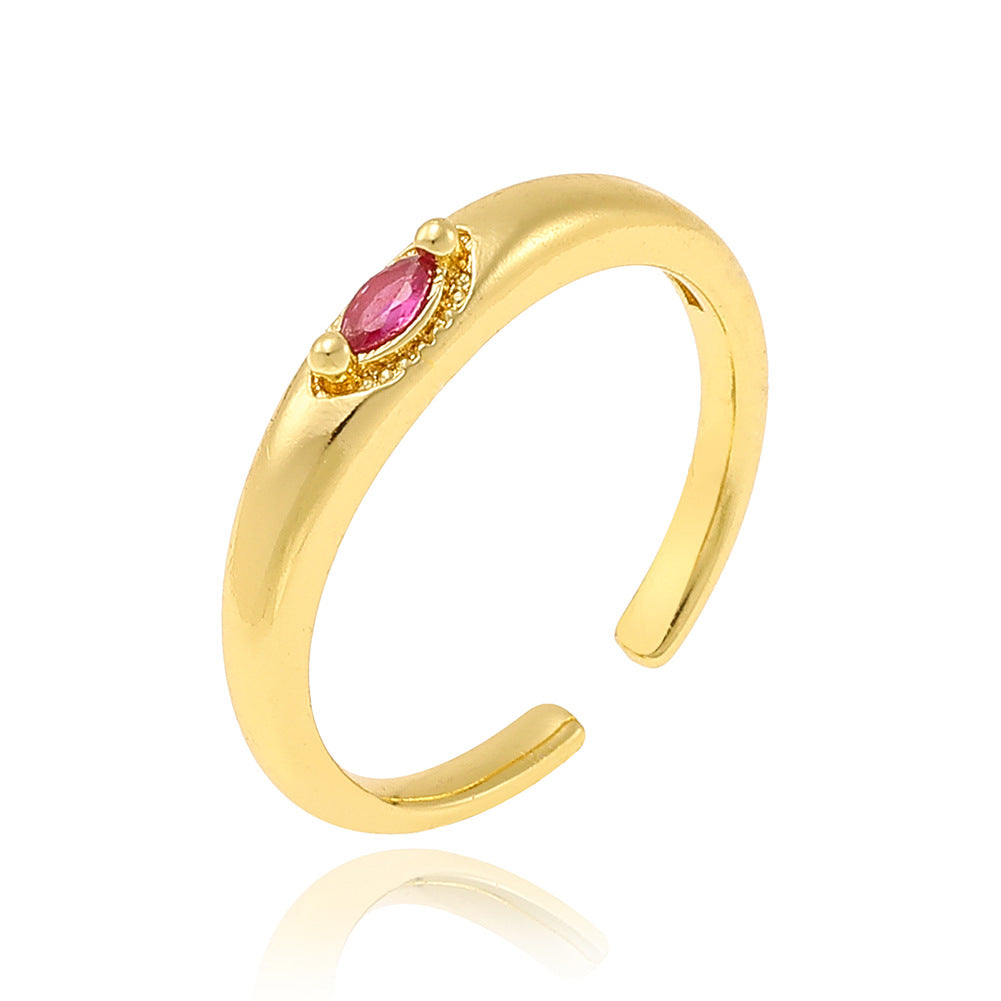 18K Gold Plated Geometric Pearl Zircon Open Ring