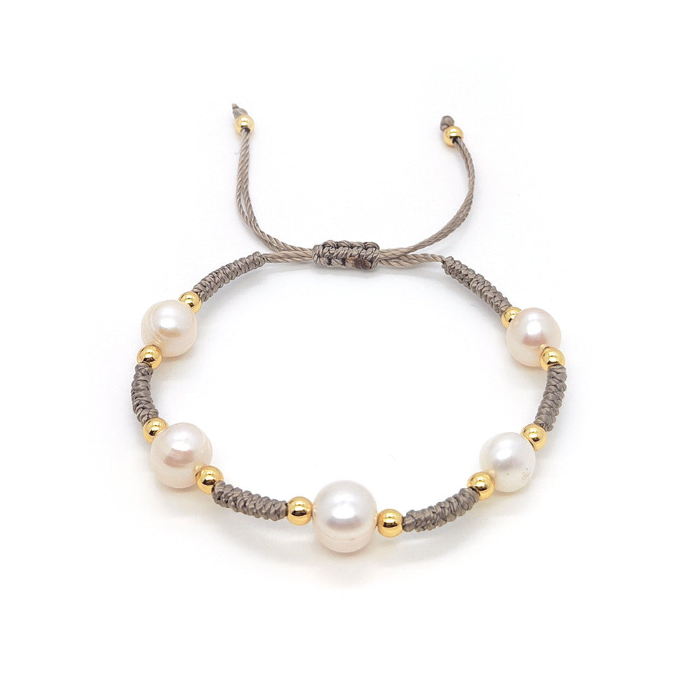 Geometric Pearl Mixed Materials Bohemian Hand-Woven Women's Bracelet