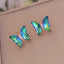 Fashion Iridescent Glass Butterfly Copper Earrings