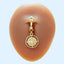 Elegant Heart Shape Zircon Inlay Gold Plated Belly Button Ring and Clip